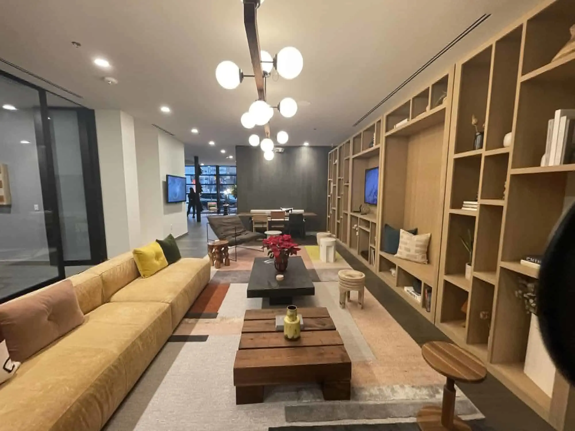 living/dining room area located inside of a skyscraper in Downtown Austin's Rainey Street District that can be used for AirBNB